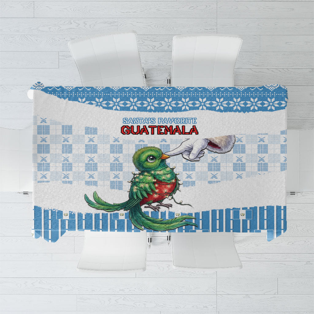 Guatemala Christmas Tablecloth Cute Quetzal Bird Santa Hand Fairy Lights Plaid