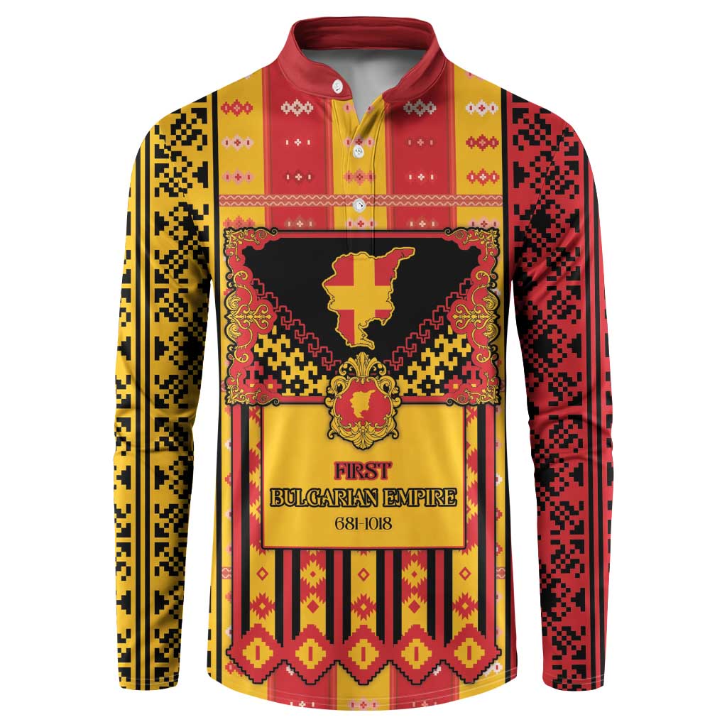 First Bulgarian Empire Button Sweatshirt Slavic Patterns - Wonder Print Shop