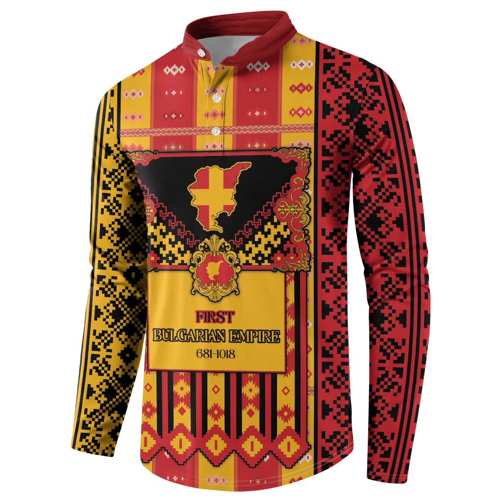 First Bulgarian Empire Button Sweatshirt Slavic Patterns - Wonder Print Shop