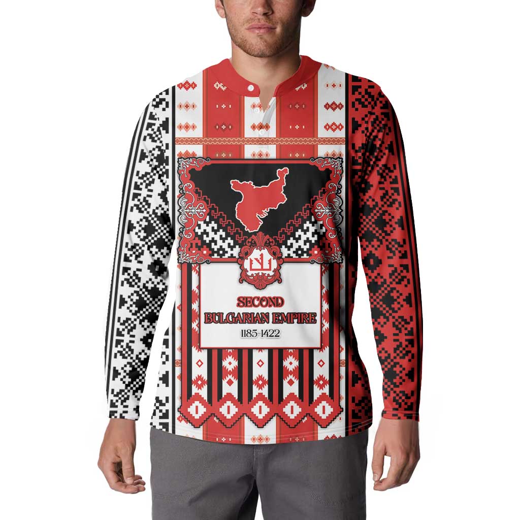 Second Bulgarian Empire Button Sweatshirt Slavic Patterns - Wonder Print Shop