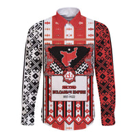 Second Bulgarian Empire Long Sleeve Button Shirt Slavic Patterns - Wonder Print Shop