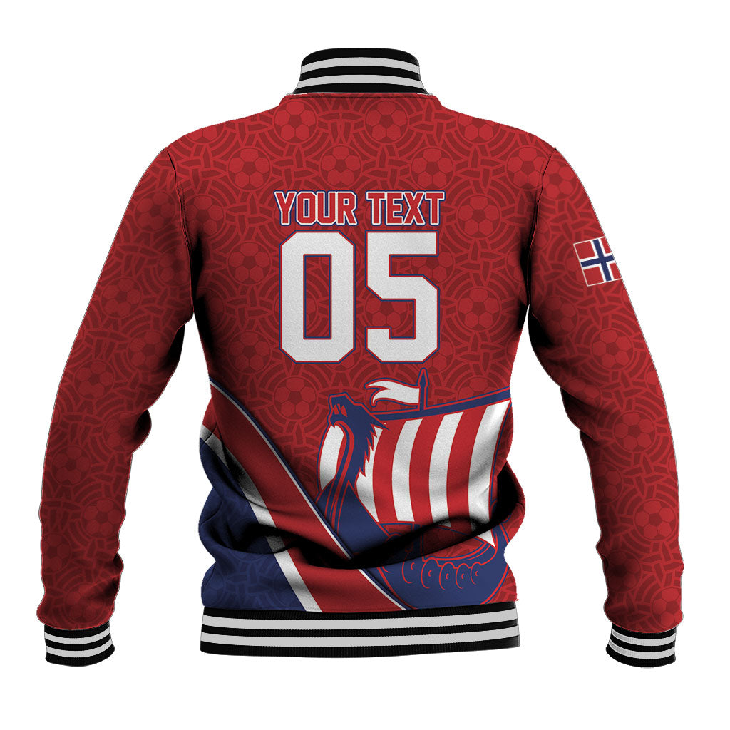 Custom Norway Football Baseball Jacket Viking Ship Nordic Patterns