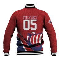 Custom Norway Football Baseball Jacket Viking Ship Nordic Patterns