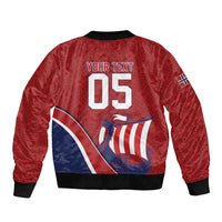 Custom Norway Football Bomber Jacket Viking Ship Nordic Patterns