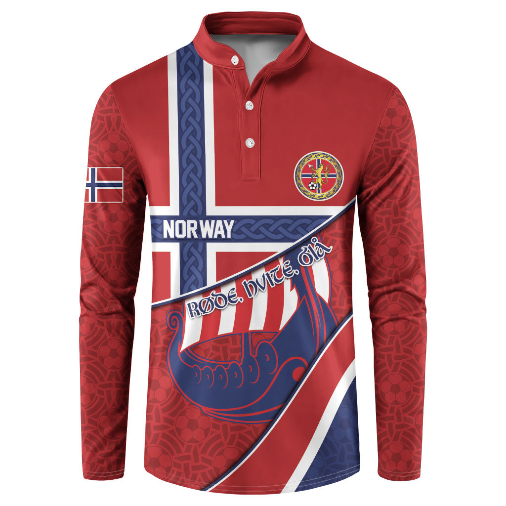 Custom Norway Football Button Sweatshirt Viking Ship Nordic Patterns