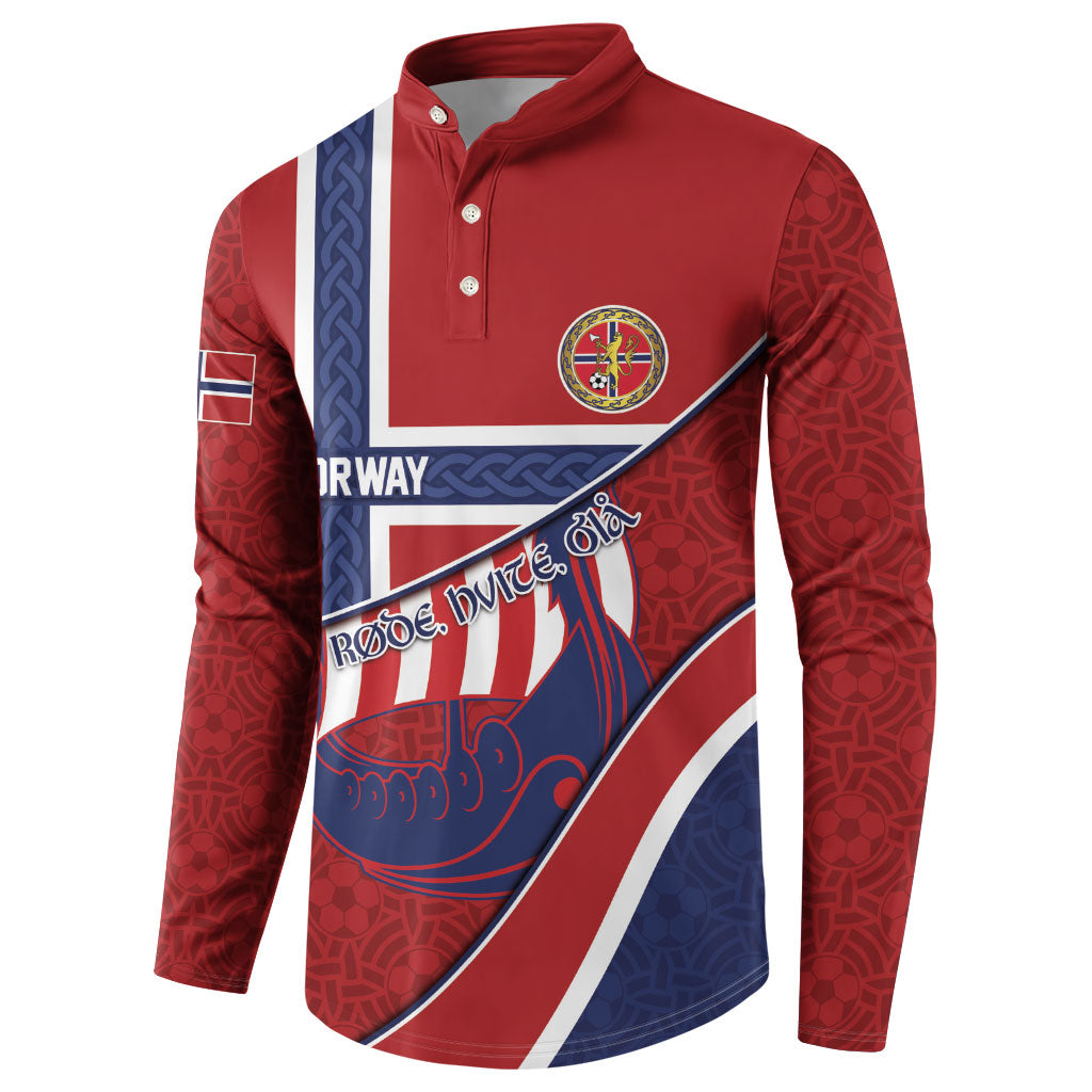 Custom Norway Football Button Sweatshirt Viking Ship Nordic Patterns