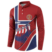Custom Norway Football Button Sweatshirt Viking Ship Nordic Patterns