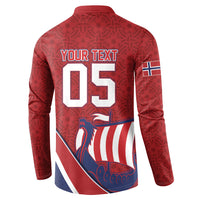 Custom Norway Football Button Sweatshirt Viking Ship Nordic Patterns