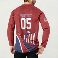 Custom Norway Football Button Sweatshirt Viking Ship Nordic Patterns
