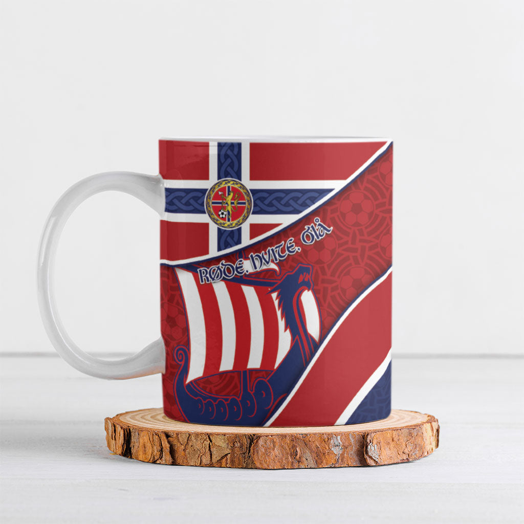 Custom Norway Football Ceramic Mug Viking Ship Nordic Patterns