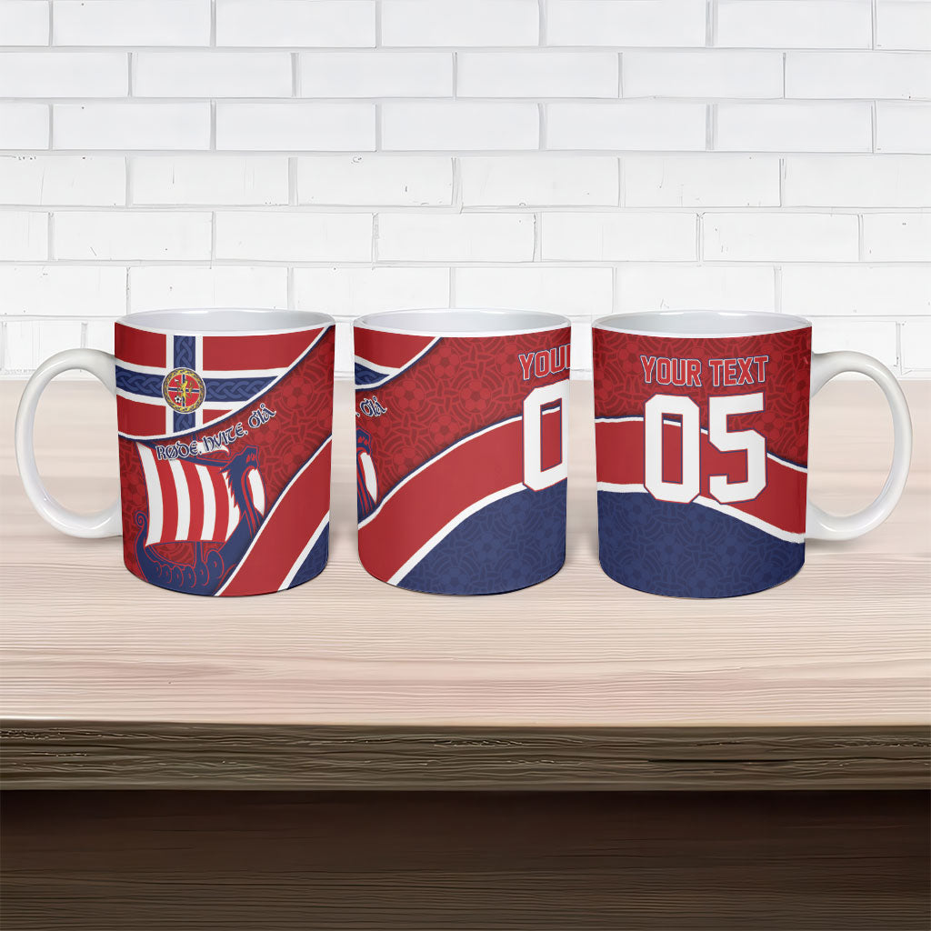 Custom Norway Football Ceramic Mug Viking Ship Nordic Patterns
