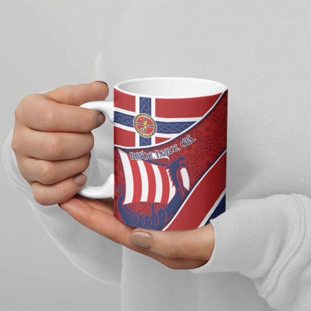 Custom Norway Football Ceramic Mug Viking Ship Nordic Patterns