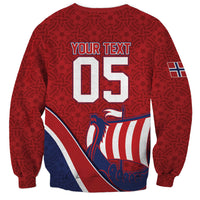 Custom Norway Football Sweatshirt Viking Ship Nordic Patterns