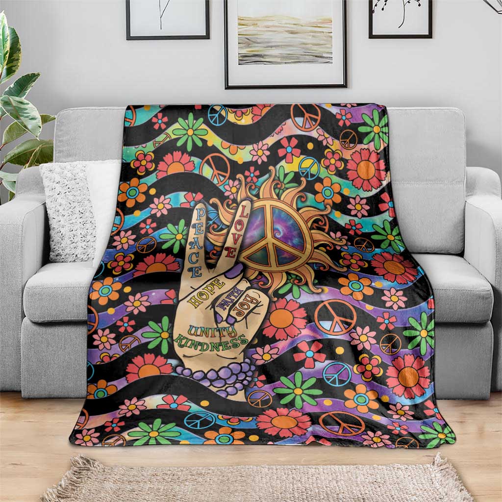 Hippie Blanket Hand Gesture V With Peace Symbol - Wonder Print Shop