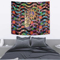 Hippie Tapestry Hand Gesture V With Peace Symbol - Wonder Print Shop