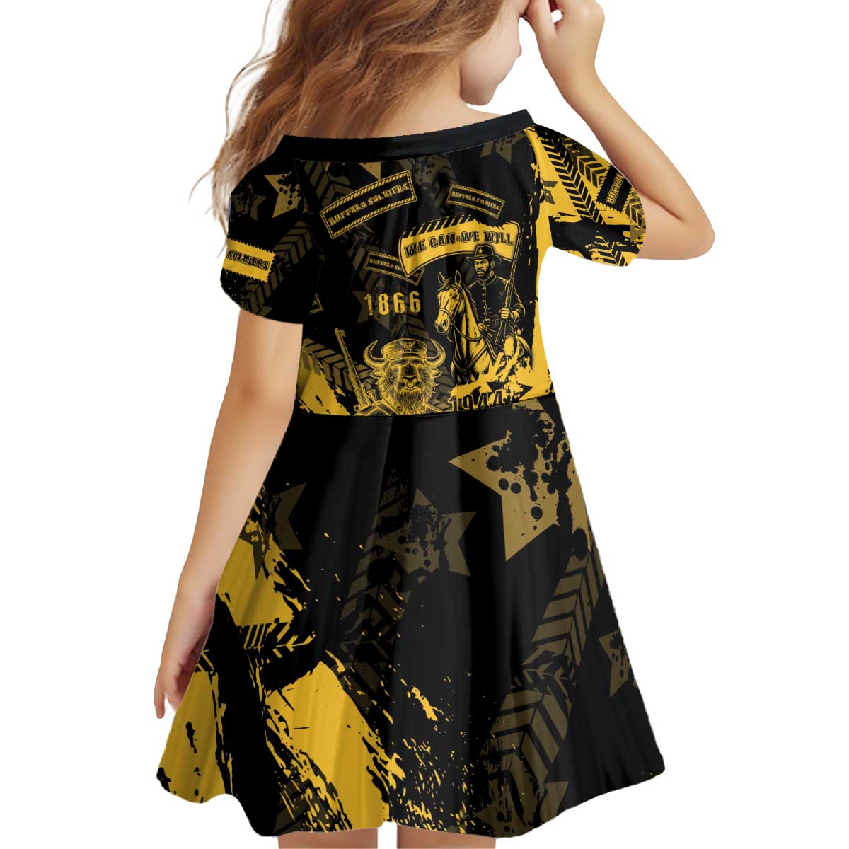 Buffalo Soldiers Kid Short Sleeve Dress Military Urban Retro Style - Wonder Print Shop