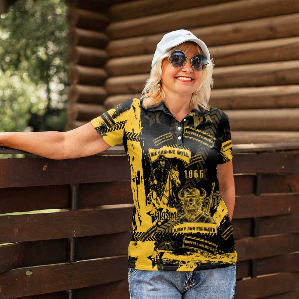 Buffalo Soldiers Women Polo Shirt Military Urban Retro Style - Wonder Print Shop