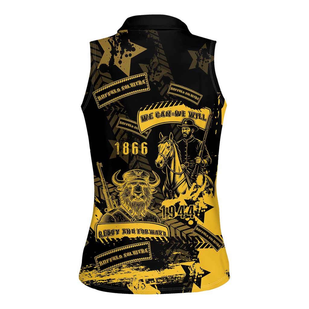 Buffalo Soldiers Women Sleeveless Polo Shirt Military Urban Retro Style - Wonder Print Shop