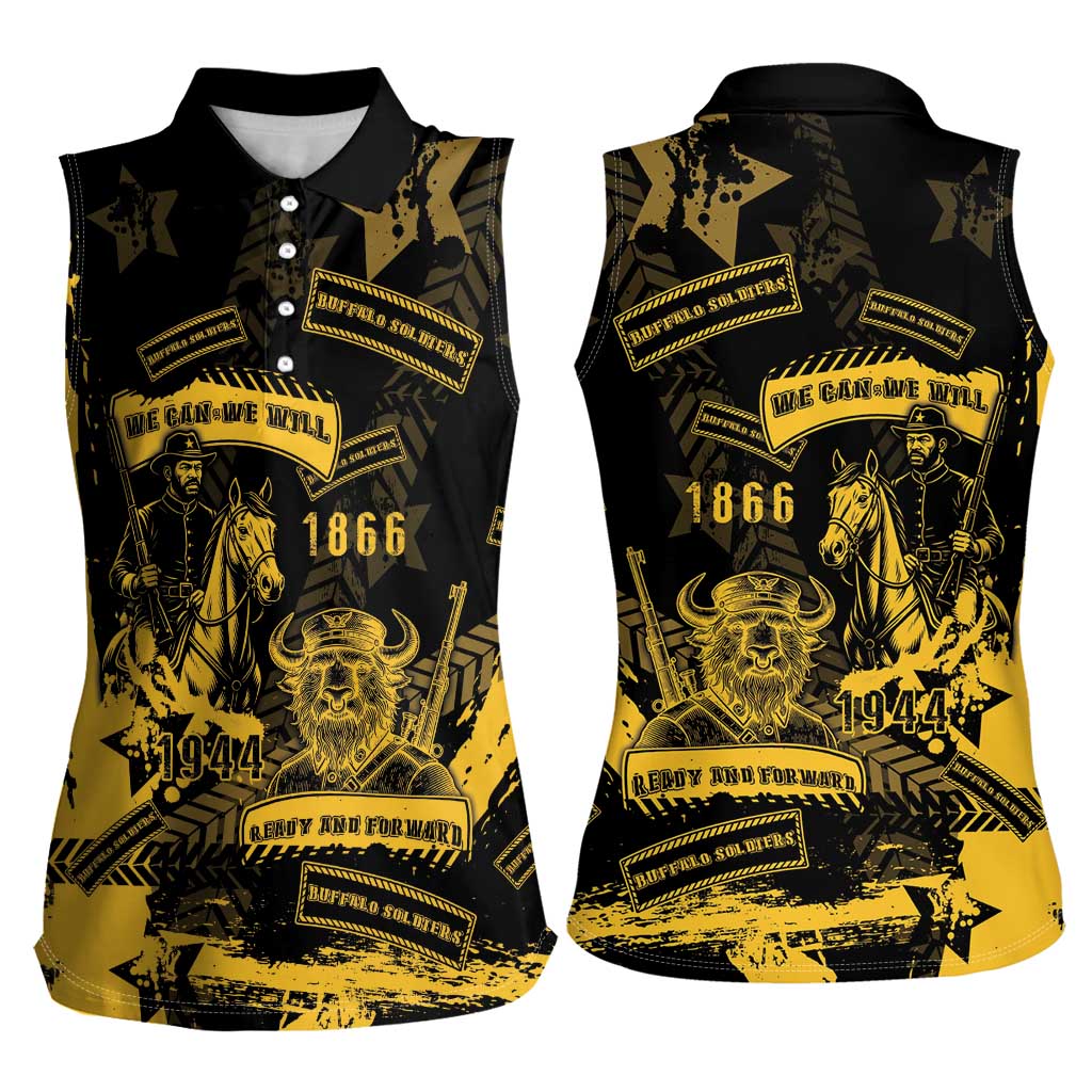 Buffalo Soldiers Women Sleeveless Polo Shirt Military Urban Retro Style - Wonder Print Shop