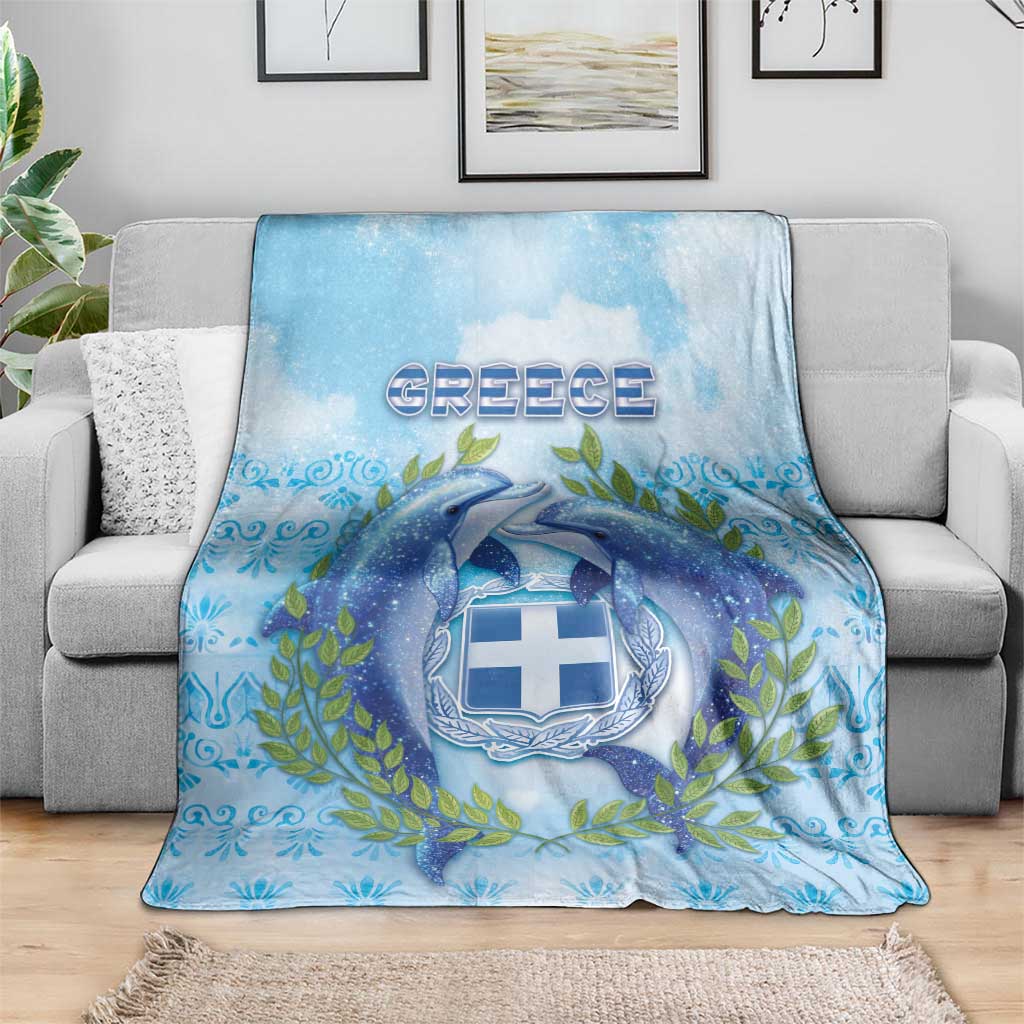 Greece Blanket Dolphins And Symbol - Wonder Print Shop