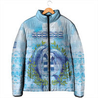 Personalized Greece Padded Jacket Dolphins And Symbol - Wonder Print Shop