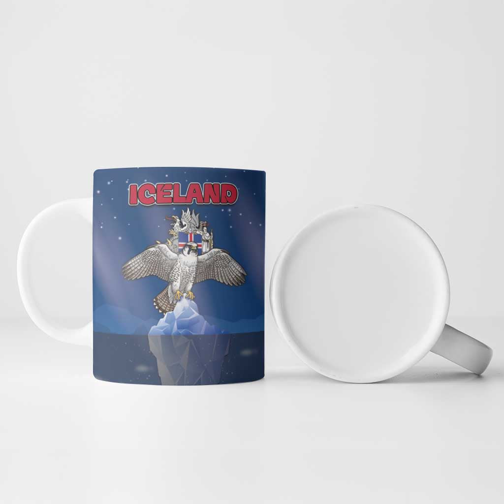 Personalized Iceland Ceramic Mug The Gyrfalcon With Symbol - Wonder Print Shop