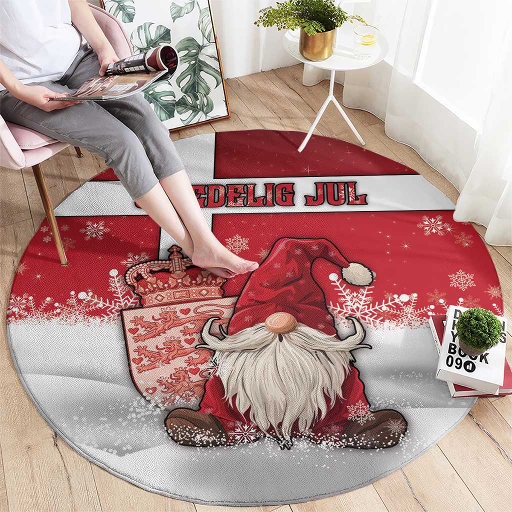 Denmark Christmas Round Carpet Nisse Glaedelig Jul - Wonder Print Shop