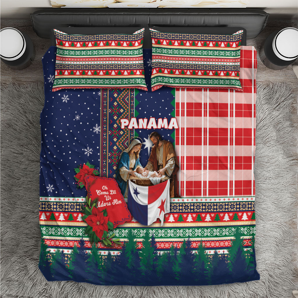 Panama Christmas Bedding Set Baby Jesus Nativity Holy Family Poinsettia Star