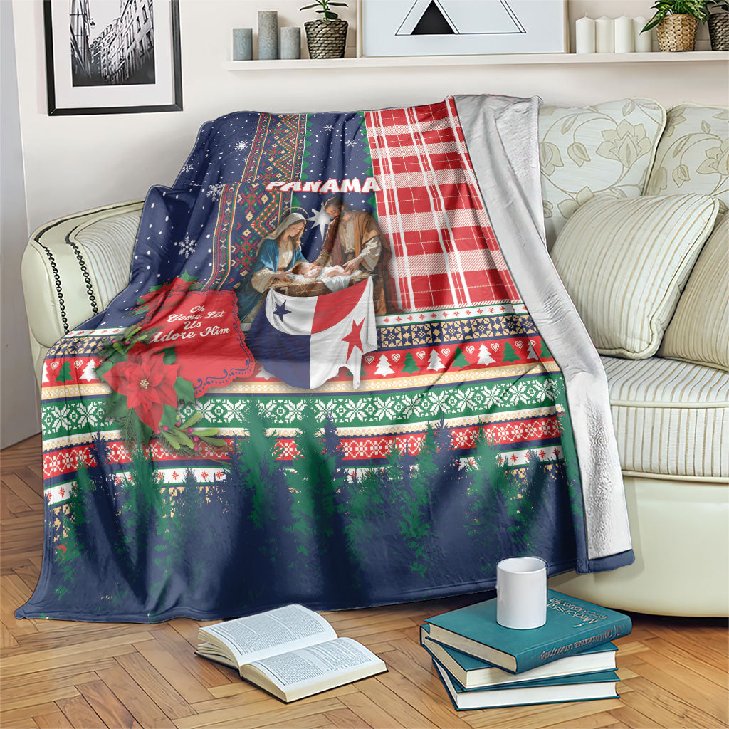 Panama Christmas Blanket Baby Jesus Nativity Holy Family Poinsettia Star