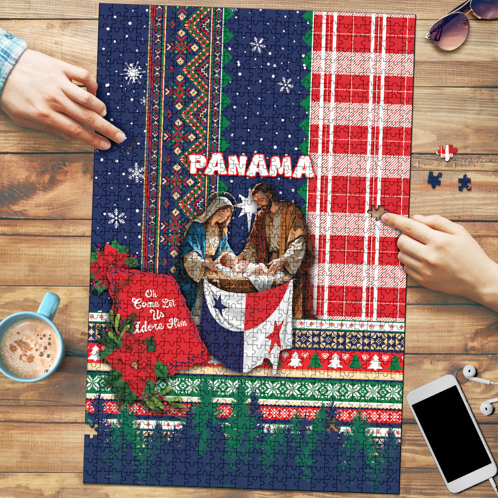 Panama Christmas Puzzle Baby Jesus Nativity Holy Family Poinsettia Star