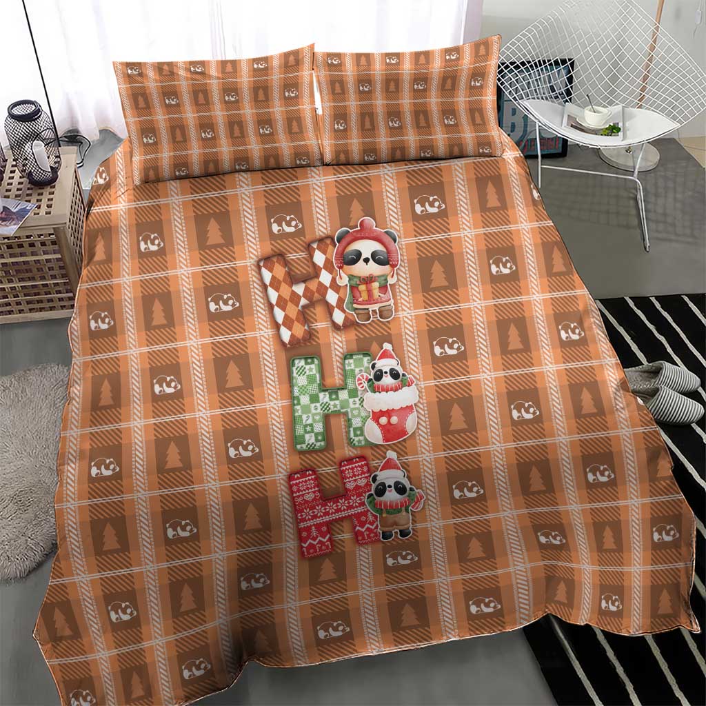 Panda Christmas Bedding Set Ho Ho Ho Caramel Pattern - Wonder Print Shop