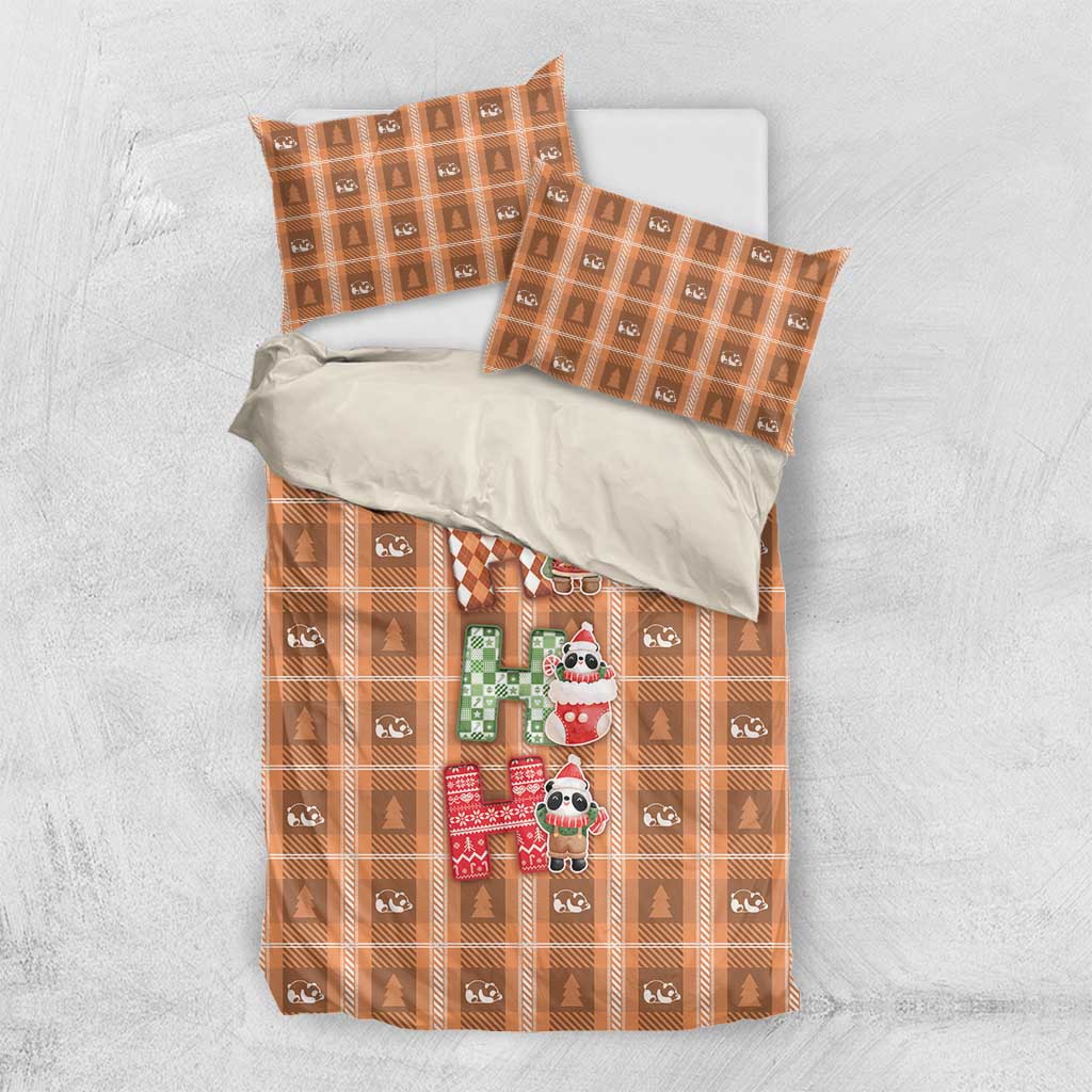 Panda Christmas Bedding Set Ho Ho Ho Caramel Pattern - Wonder Print Shop