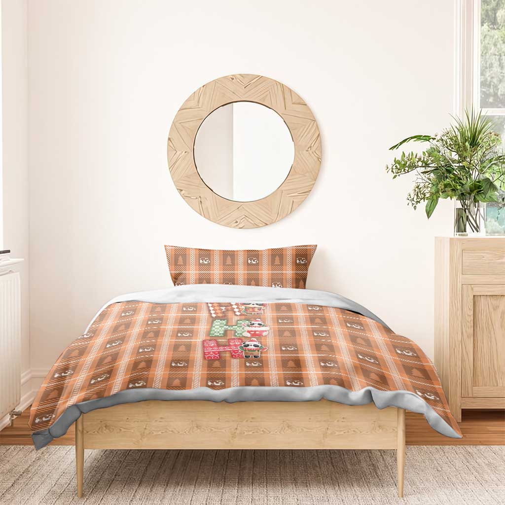 Panda Christmas Bedding Set Ho Ho Ho Caramel Pattern - Wonder Print Shop