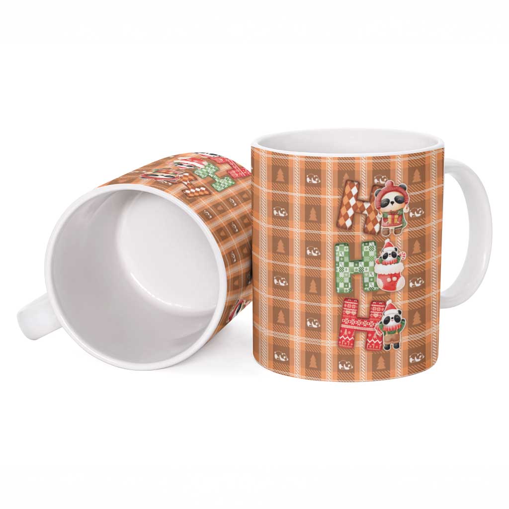 Panda Christmas Ceramic Mug Ho Ho Ho Caramel Pattern - Wonder Print Shop