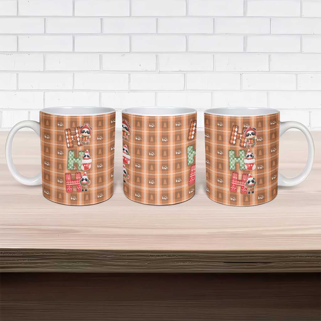 Panda Christmas Ceramic Mug Ho Ho Ho Caramel Pattern - Wonder Print Shop