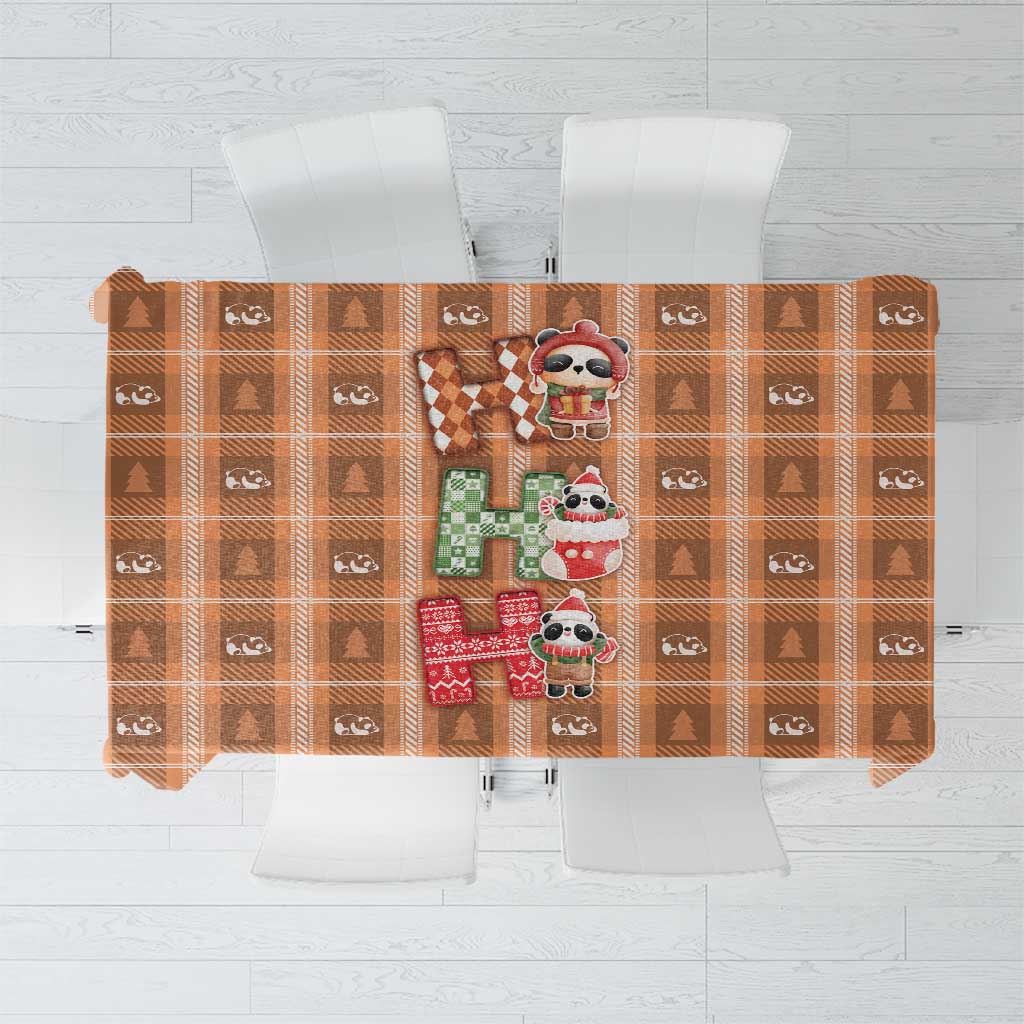 Panda Christmas Tablecloth Ho Ho Ho Caramel Pattern - Wonder Print Shop