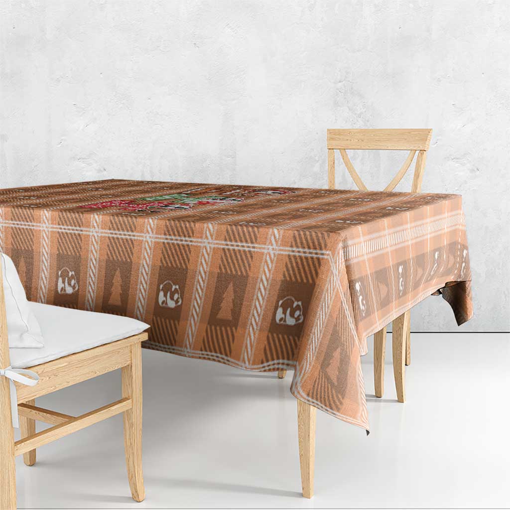 Panda Christmas Tablecloth Ho Ho Ho Caramel Pattern - Wonder Print Shop