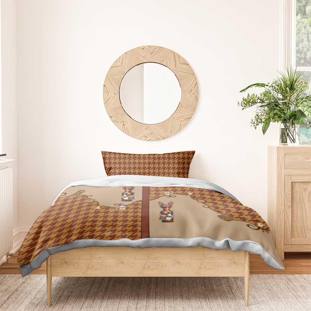Western Yoke Bedding Set Rein Beer Christmas Houndstooth Patterns - Wonder Print Shop
