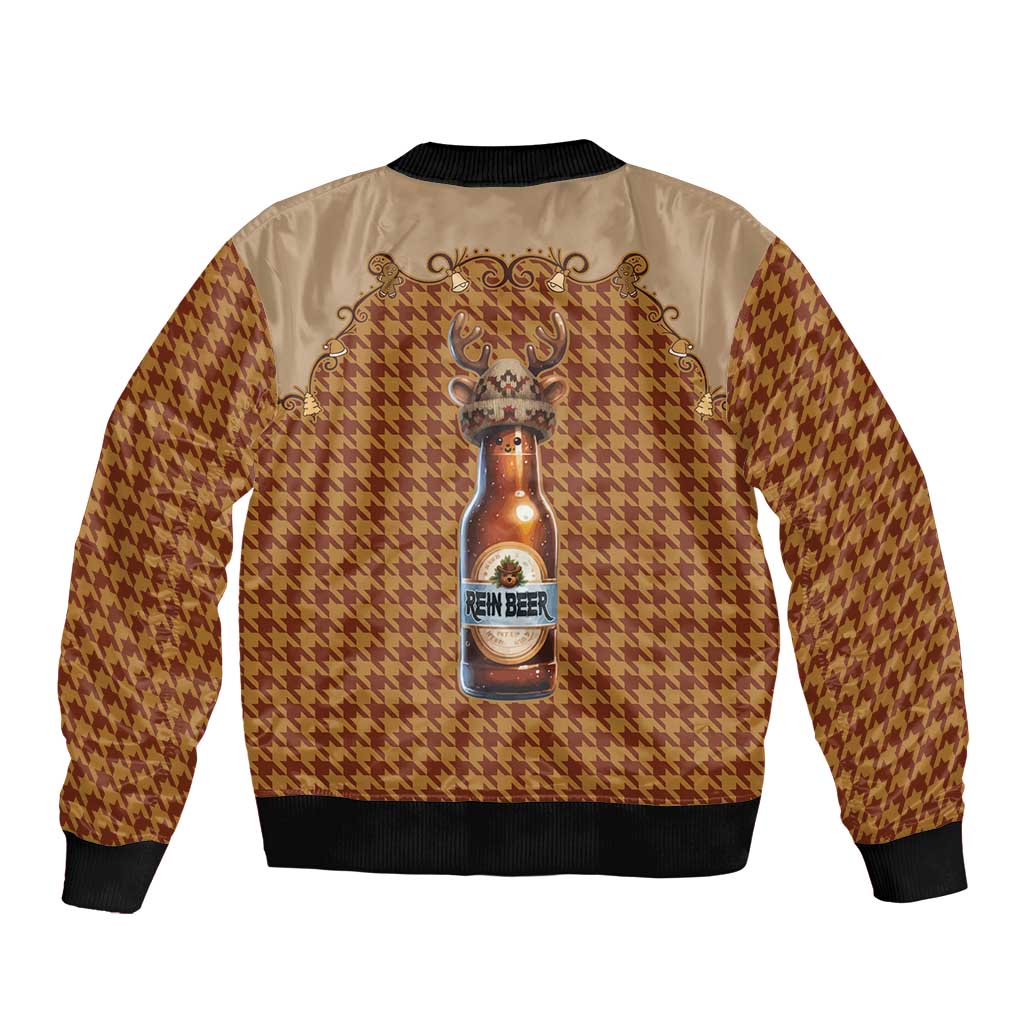 Western Yoke Bomber Jacket Rein Beer Christmas Houndstooth Patterns - Wonder Print Shop