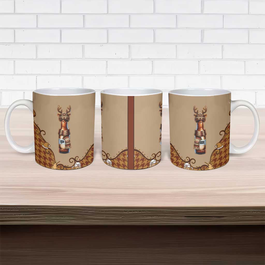 Western Yoke Ceramic Mug Rein Beer Christmas Houndstooth Patterns - Wonder Print Shop