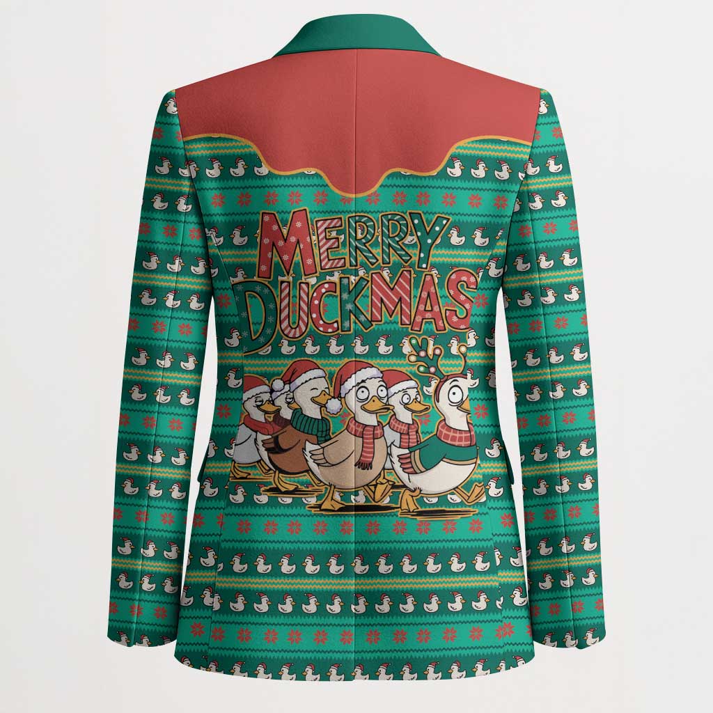 Western Yoke Blazer Merry Duckmas Funny Style - Wonder Print Shop