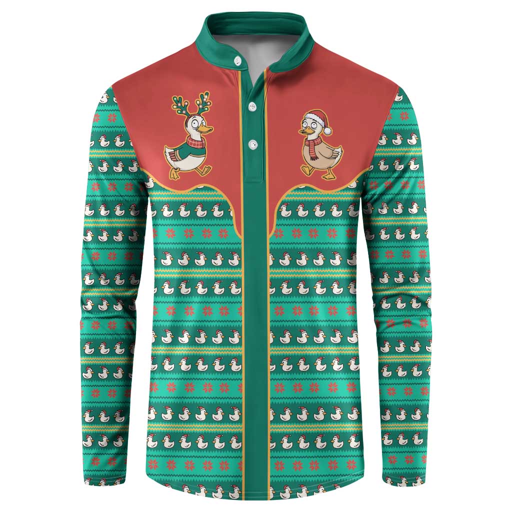 Western Yoke Button Sweatshirt Merry Duckmas Funny Style - Wonder Print Shop