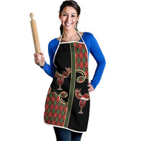 Western Yoke Apron Wine Deer Christmas Argyle Patterns - Wonder Print Shop