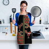 Western Yoke Apron Wine Deer Christmas Argyle Patterns - Wonder Print Shop