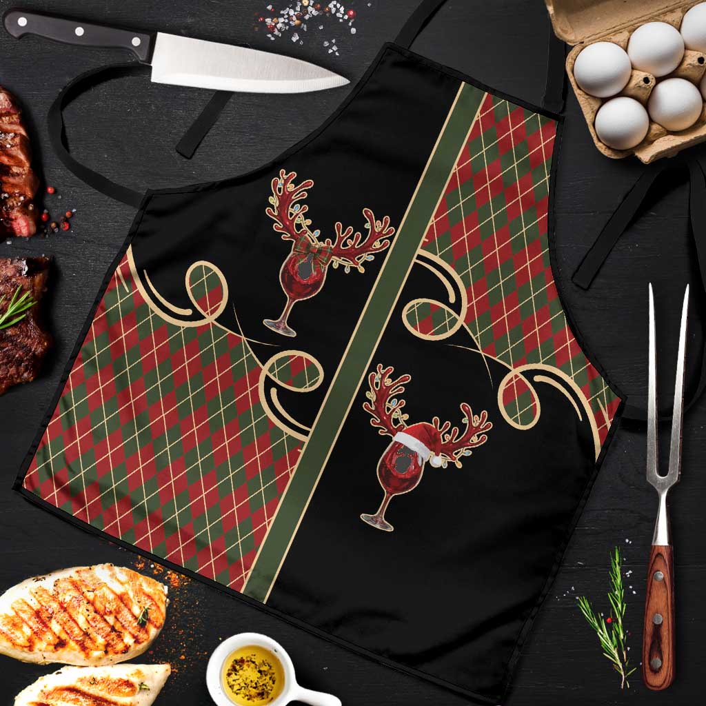 Western Yoke Apron Wine Deer Christmas Argyle Patterns - Wonder Print Shop