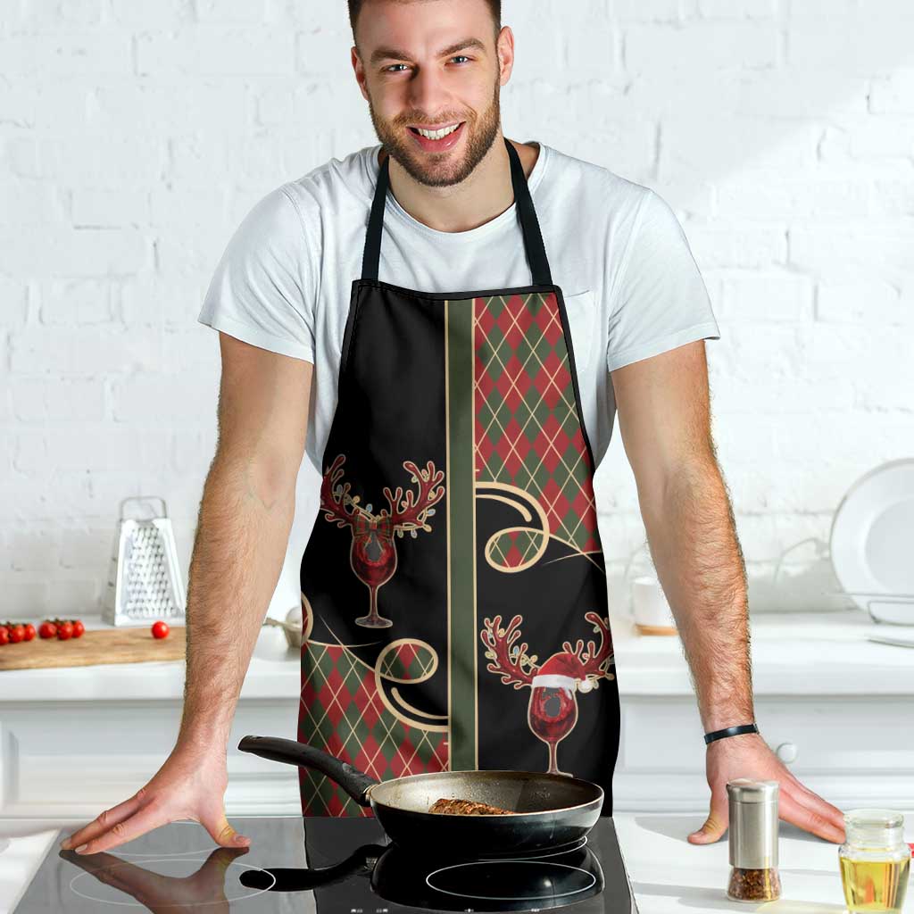 Western Yoke Apron Wine Deer Christmas Argyle Patterns - Wonder Print Shop