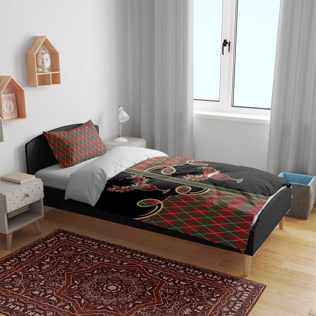 Western Yoke Bedding Set Wine Deer Christmas Argyle Patterns - Wonder Print Shop