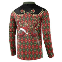 Western Yoke Button Sweatshirt Wine Deer Christmas Argyle Patterns - Wonder Print Shop