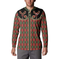 Western Yoke Button Sweatshirt Wine Deer Christmas Argyle Patterns - Wonder Print Shop