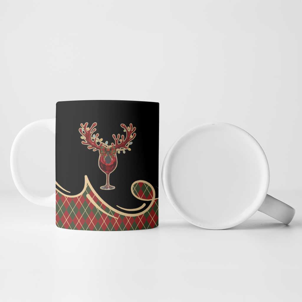 Western Yoke Ceramic Mug Wine Deer Christmas Argyle Patterns - Wonder Print Shop